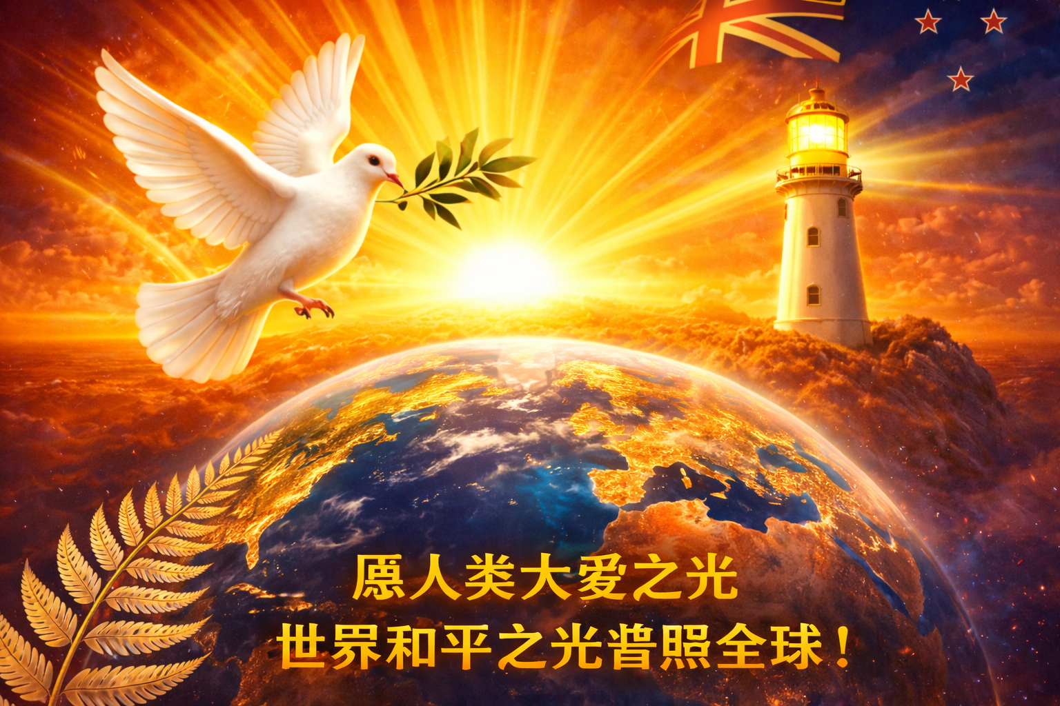 新西兰多家华闻媒体及多种族媒体2026年新年/联合社论一一《愿新年第一缕阳光——世界和平与大爱之光普照全球》-华闻时空