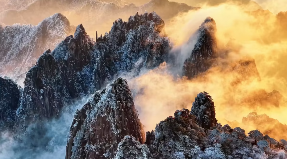 黄山雾凇云海日出惊艳同框-华闻时空